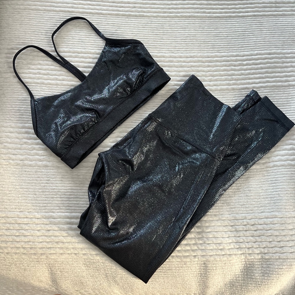 LIKE NEW SET- lululemon Align High-Rise Ribbed Pant 28" Shine and Flow Y Bra